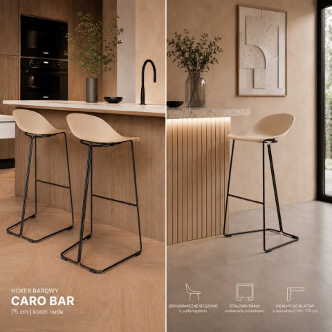 Hoker CARO BAR stołek barowy beżowy 75 cm