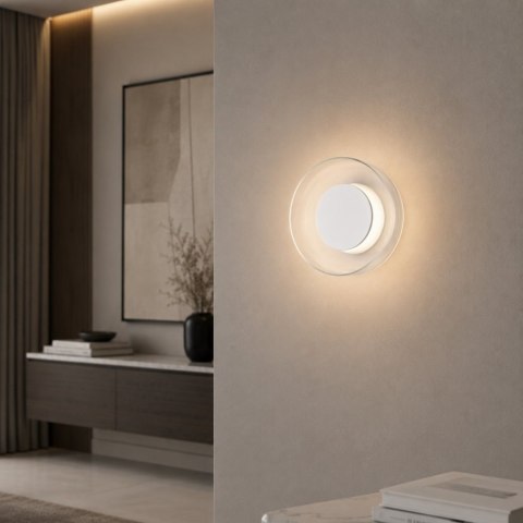 Lampa ścienna DONUT 18 - LED, szkło transparentne, biały środek