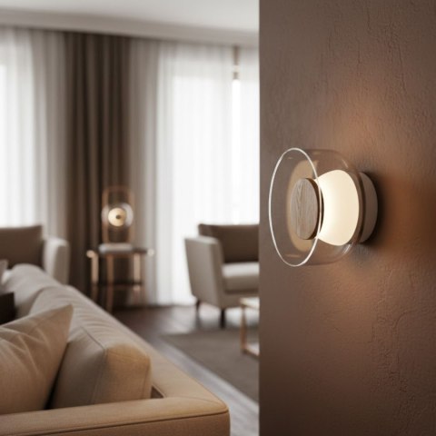 Lampa ścienna DONUT 18 - LED, szkło transparentne, brąz orzechowy