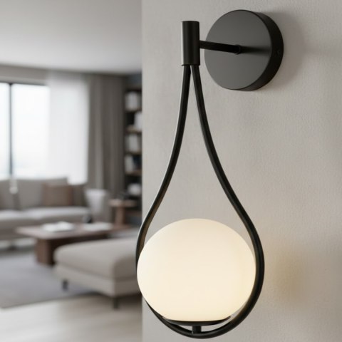 Lampa ścienna DROP 45 cm czarna