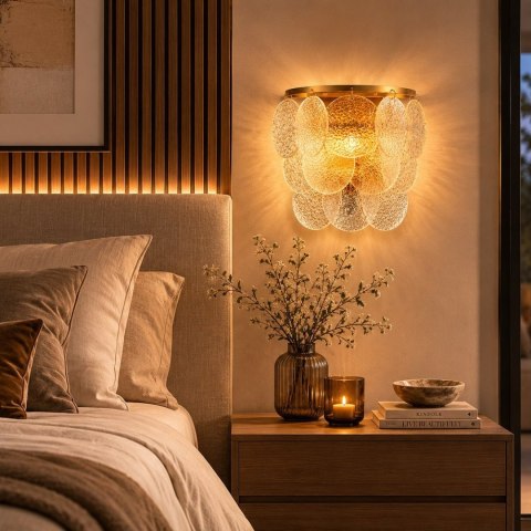 Lampa ścienna FIORE 30 cm - kinkiet złoty, kryształowy