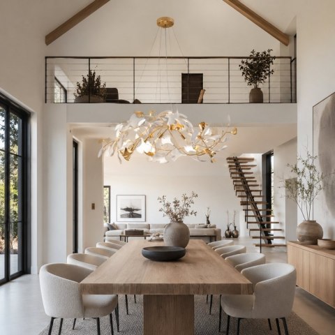 Lampa wisząca BOTANIKA GOLD 100 cm - złota, G9, regulowana, designerska