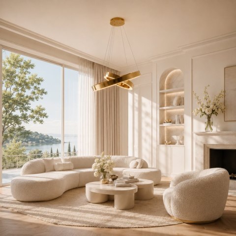 Lampa wisząca CIRCLE 2 40+60 cm - LED dwa ringi złoty połysk