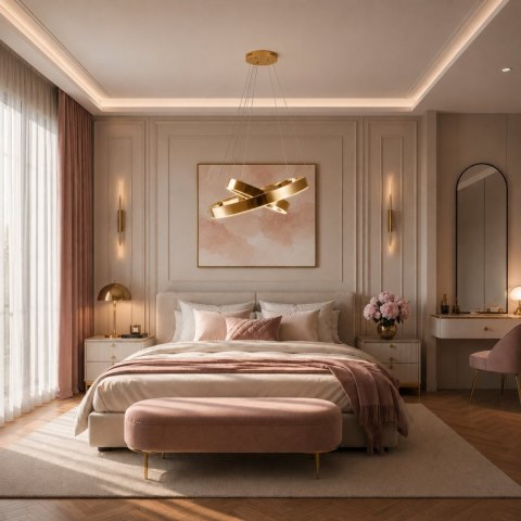 Lampa wisząca CIRCLE 2 40+60 cm - LED dwa ringi złoty połysk