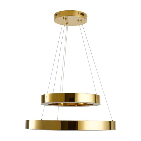 Lampa wisząca CIRCLE 2 40+60 cm - LED dwa ringi złoty połysk