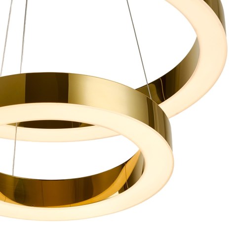 Lampa wisząca CIRCLE 2 40+60 cm - LED dwa ringi złoty połysk