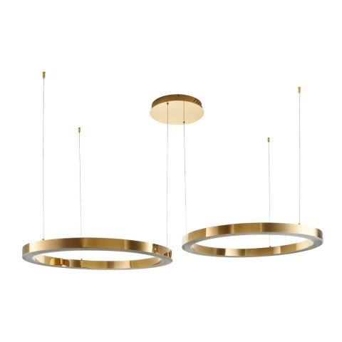 Lampa wisząca CIRCLE 2 60+80 cm - LED, dwa ringi złoty połysk na 1 podsufitce