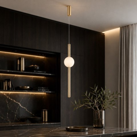 Lampa wisząca O-LINE 63 - LED, 63 cm, złoty połysk