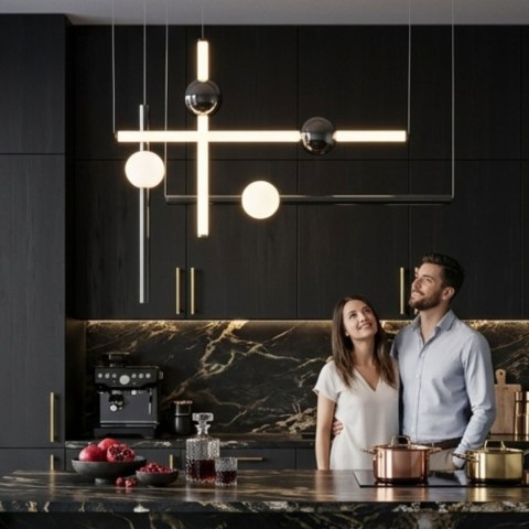 Lampa wisząca O-LINE L-4 LED czarna 110 cm