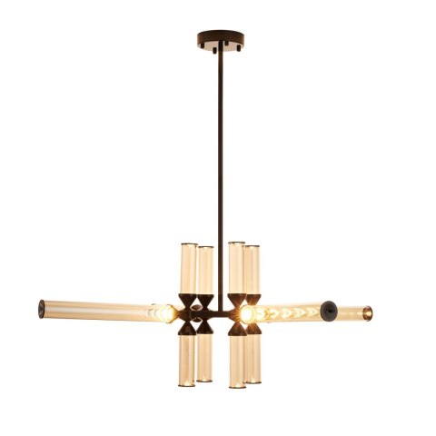 Lampa wisząca QUADRO-12 LED bursztynowe szklane klosze