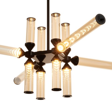 Lampa wisząca QUADRO-12 LED bursztynowe szklane klosze