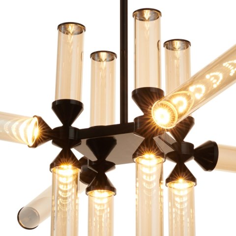 Lampa wisząca QUADRO-12 LED bursztynowe szklane klosze