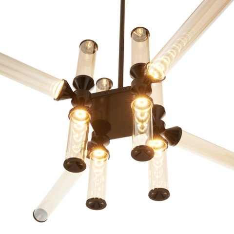 Lampa wisząca QUADRO-12 LED bursztynowe szklane klosze