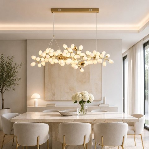 Lampa wisząca VALENTINA 150 cm biało złota