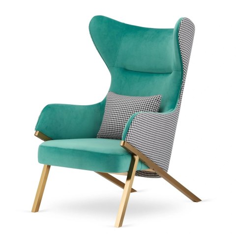 Elegancki fotel Classy turkusowy uszak do salonu designerski i wygodny