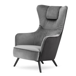 Elegancki fotel uszak Skive Jasnoszary SWAN-12 / Ciemnoszary SWAN-13 - komfortowy fotel relaksacyjny velvet