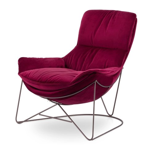 Fotel Berco velvet bordowy SWAN-14, podstawa standardowa - nowoczesny wygodny fotel wypoczynkowy do salonu premium