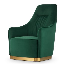 Fotel Bino glamour butelkowy velvet - luksusowy fotel do salonu ze złotą podstawą
