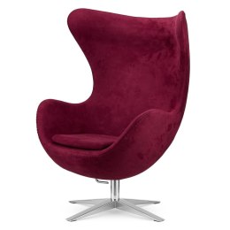Fotel Egg Treviso Premium Velvet Bordowy - obrotowy, bujany, elegancki aksamitny fotel jajo