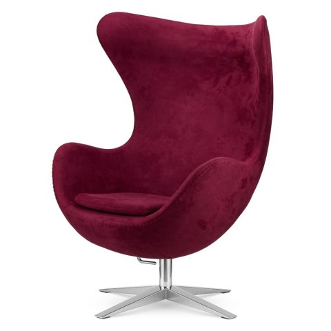 Fotel Egg Treviso Premium Velvet Bordowy - obrotowy, bujany, elegancki aksamitny fotel jajo