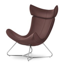 Fotel Larvik skórzany brązowy PC019-8140 - designerski industrialny fotel salonowy ze skóry naturalnej