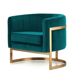 Fotel Madame morski velvet - stylowy fotel glamour z velvetowym obiciem i złotą podstawą