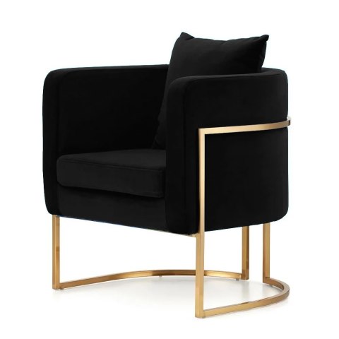 Fotel Miriam Velvet czarny YA2313-20 złota podstawa - designerski fotel wypoczynkowy premium