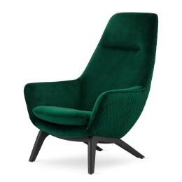 Fotel Orebro Velvet - butelkowy fotel skandynawski do salonu z drewnianymi nogami, elegancki i wygodny