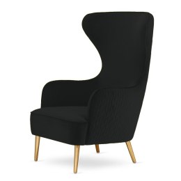 Fotel Sigal czarny velvet premium - designerski fotel wypoczynkowy, złote nogi