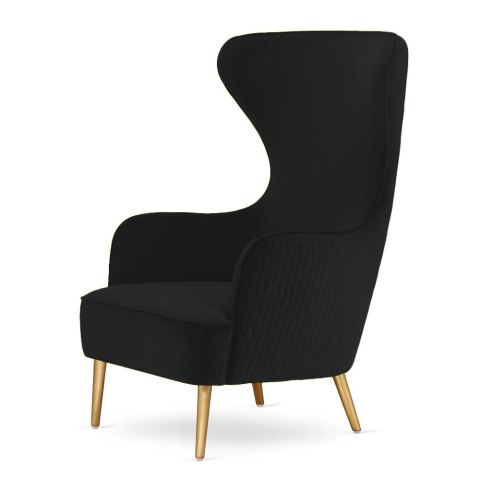 Fotel Sigal czarny velvet premium - designerski fotel wypoczynkowy, złote nogi