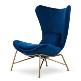 Fotel Varde velvet granatowy SWAN-08 - fotel dekoracyjny industrialny, złota podstawa
