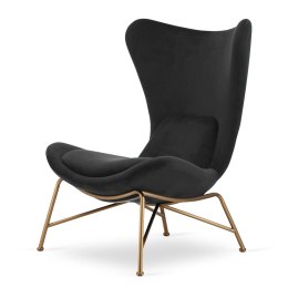 Fotel Varde velvet premium ciemnoszary - luksusowy fotel relaksacyjny do wnętrz modern, złota podstawa