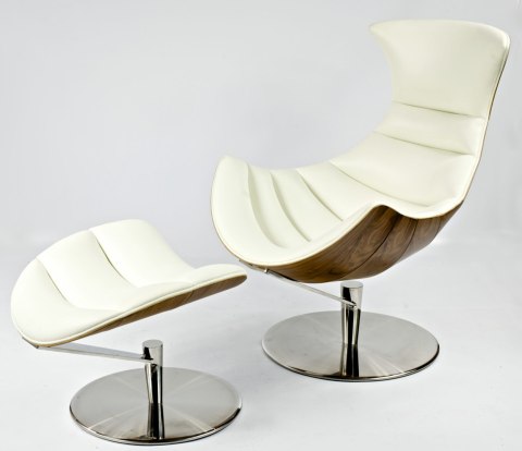 Fotel Vasto biały jasny orzech - elegancki obrotowy Lounge Chair do salonu