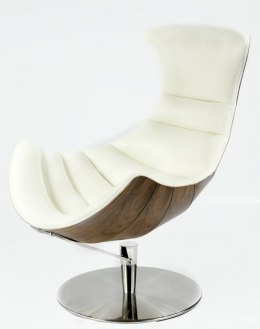 Fotel Vasto biały skóra naturalna - nowoczesny obrotowy fotel Lounge Chair