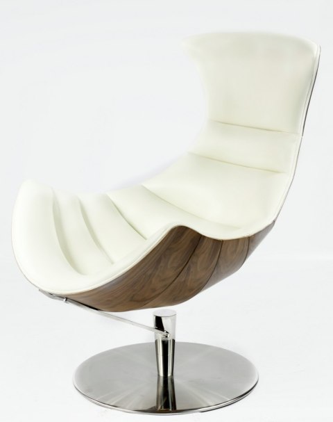 Fotel Vasto biały skóra naturalna - nowoczesny obrotowy fotel Lounge Chair