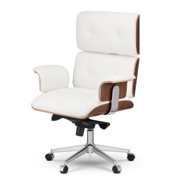 Fotel biurowy Liguria biały, skóra naturalna - ponadczasowy design do eleganckich wnętrz