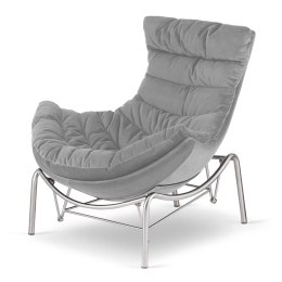 Fotel bujany Hoor XZ jasnoszary - stylowy fotel wypoczynkowy velvet
