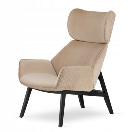 Fotel do salonu Serio Velvet - elegancki fotel skandynawski jasnoszary