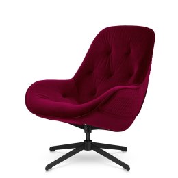 Fotel salonowy Colteno bordowy - obrotowy, pikowany velvet w stylu skandynawskim
