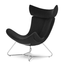 Fotel salonowy Larvik, czarny velvet YA2313-20, srebrny stelaż, styl industrialny do nowoczesnego salonu