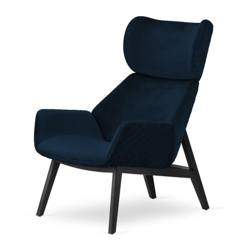 Granatowy fotel Serio Velvet - designerski fotel do salonu i kącika relaksu