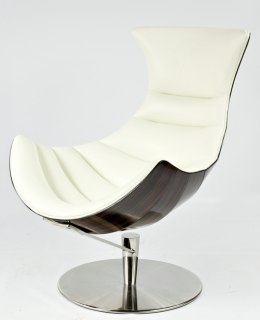 Luksusowy fotel Vasto Lounge Chair z naturalnej skóry biały Ebony - do salonu