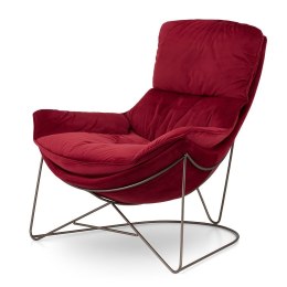 Nowoczesny fotel Berco XZ velvet czerwony, elegancki fotel do relaksu w stylu premium design