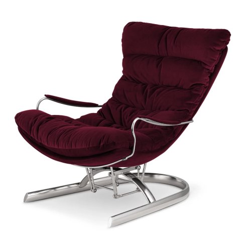 Nowoczesny fotel bujany Lidingo XZ bordowy velvet - elegancja i komfort do salonu
