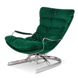 Nowoczesny fotel bujany Lidingo XZ butelkowy velvet - elegancki komfort do salonu