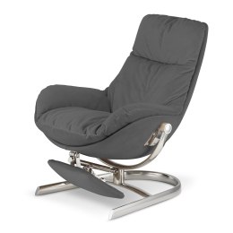 Stylowy fotel Arhus szary z wbudowanym podnóżkiem - nowoczesny design