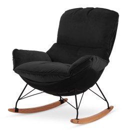 Stylowy fotel Berco XZ na płozach bujany - elegancja i komfort w czarnym velvecie