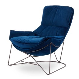 Stylowy fotel Berco velvet granatowy SWAN-08, standardowa podstawa, miękki komfort do wnętrz nowoczesnych