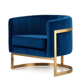 Stylowy fotel Madame granatowy - luksusowy fotel velvet glamour ze złotą podstawą