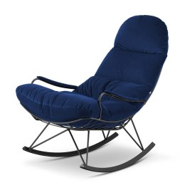 Stylowy fotel skandynawski Vind na płozach XZ granatowy velvet SWAN-08 - ergonomiczny fotel bujany do salonu